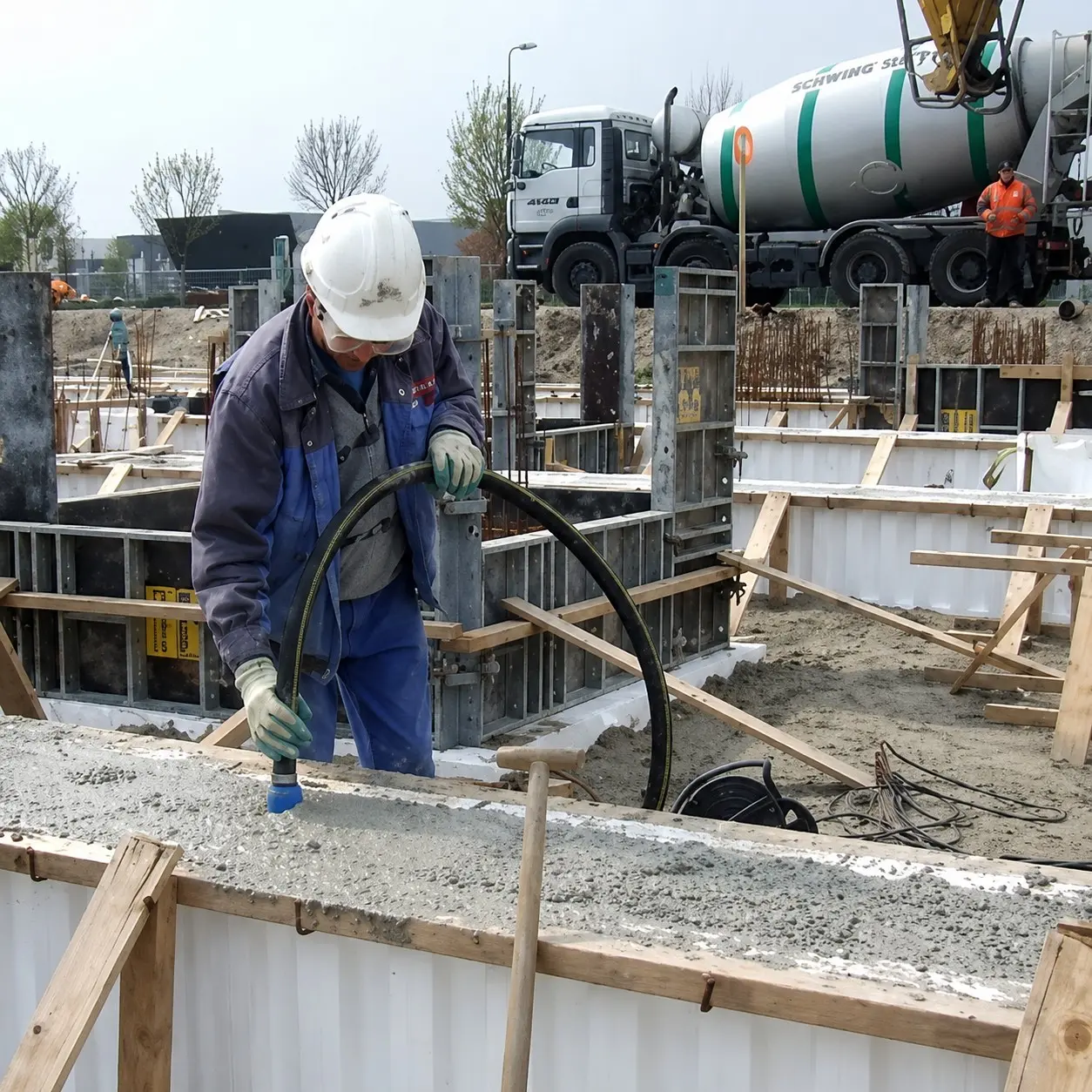 Høyfrekvens der betongen er tettest.